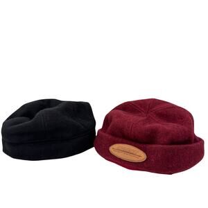 Scavenger Black Maroon Unisex Docker Cap Wool Casual Winter Beanie Hat Set of 2